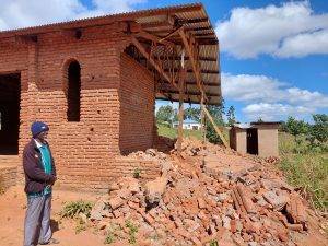 Church building damaged by cyclone